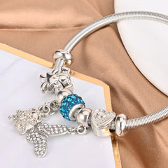 Elastic Spring Charm Bracelet Butterfly Pendant Hip Hop Style Jewelry