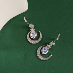 Moon & Star Zircon Drop Earrings, Gift