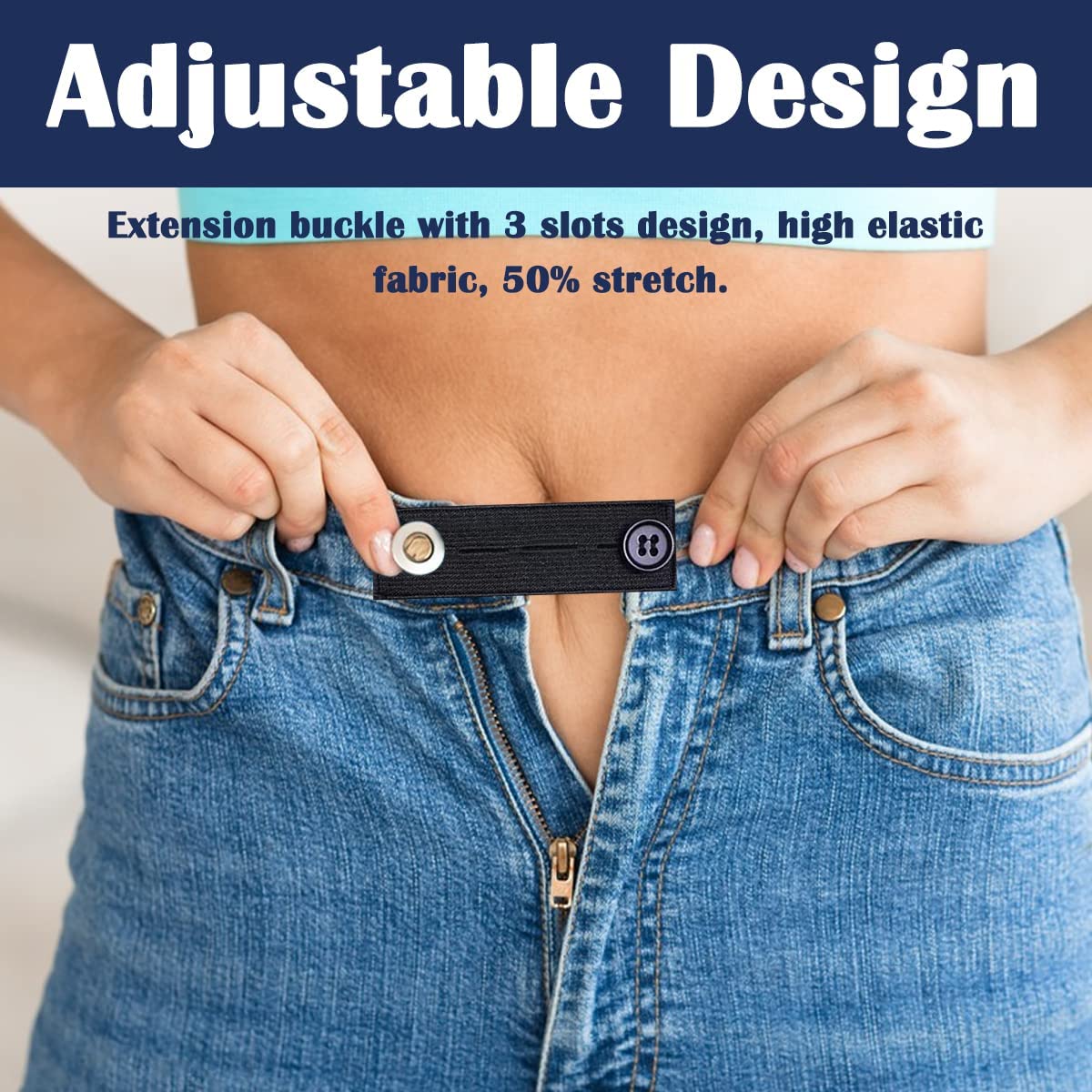 2pcs Elastic Waist Extenders For Pants Band Adjustable Women And Men