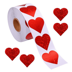 500Pcs Red Sparkle Heart Stickers for Valentines Wedding