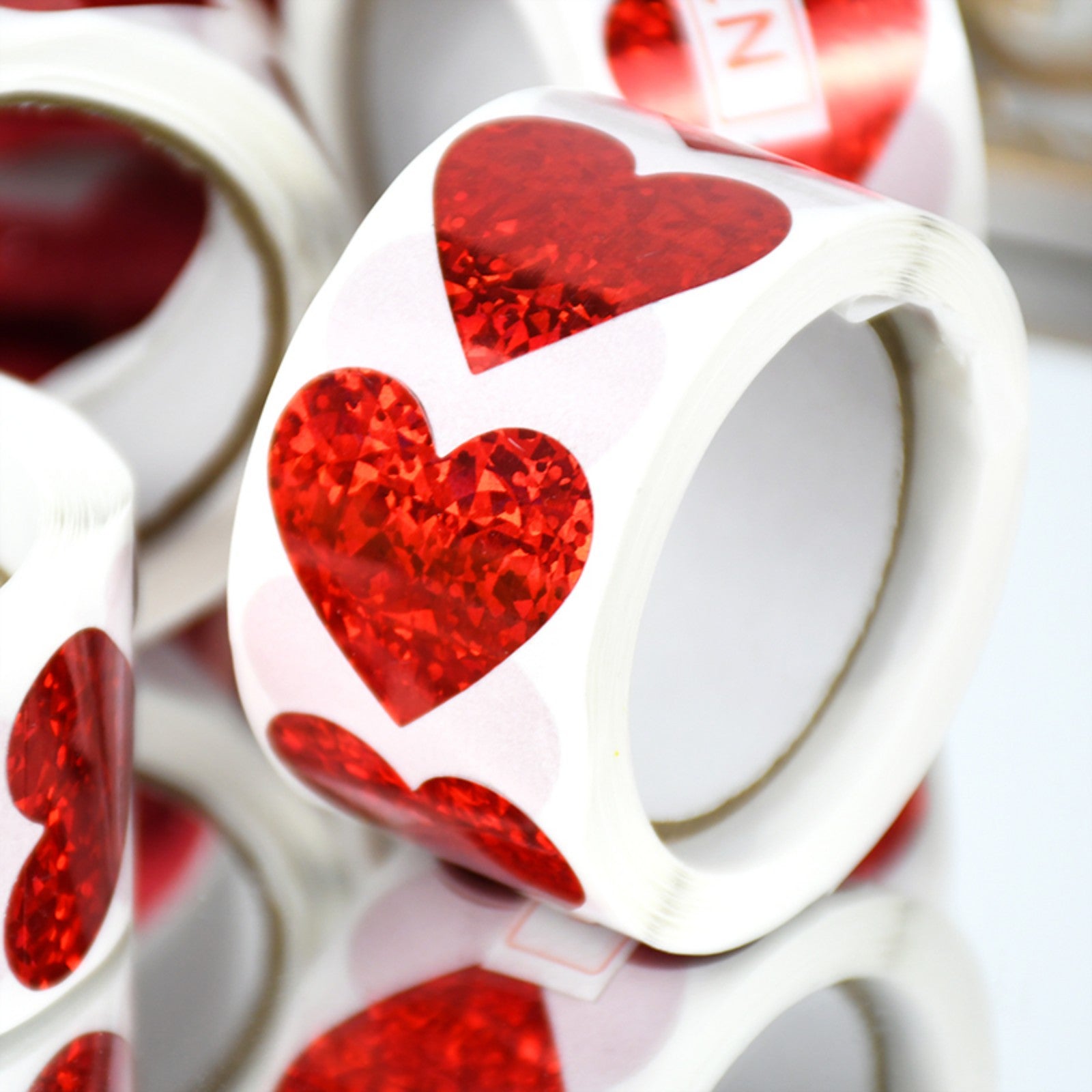 500Pcs Red Sparkle Heart Stickers for Valentines Wedding