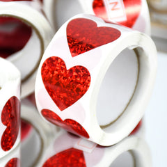 500Pcs Red Sparkle Heart Stickers for Valentines Wedding