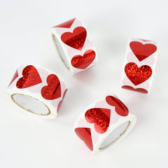 500Pcs Red Sparkle Heart Stickers for Valentines Wedding