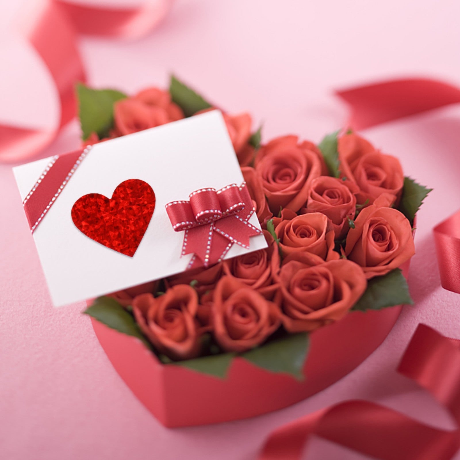 500Pcs Red Sparkle Heart Stickers for Valentines Wedding