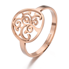 Hollow Tree Of Life Ring Golden Stainless Steel Adjustable Rings