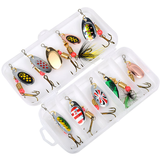 10pcs Fishing Spinners & Lures Kit Trout Pike Perch Bass Salmon