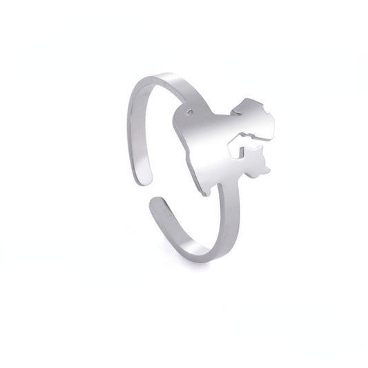 Animal Pet Dog Cat Ring Stainless Steel Adjustable Ring