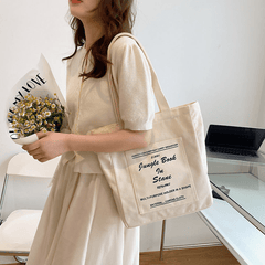 Canvas Shoulder Bag Large Capacity Zipper Shopping Bag