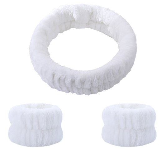 2 Pcs Wrist Wash Bands & 1 Pcs Face Washing Headband Set