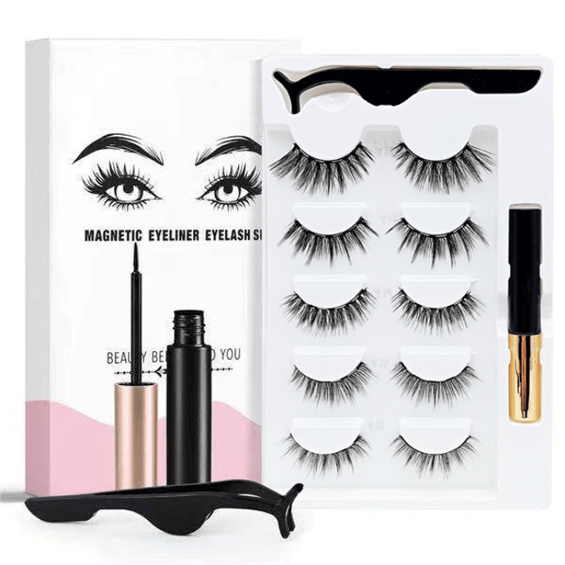 5 Pairs Magnetic Eyelashes Set Waterproof Eyeliner False Eyelash