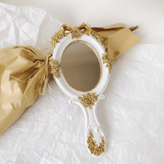 Handheld Mirror Vanity Makeup Mirror Travel Princess Metal Cosmetic Mirror