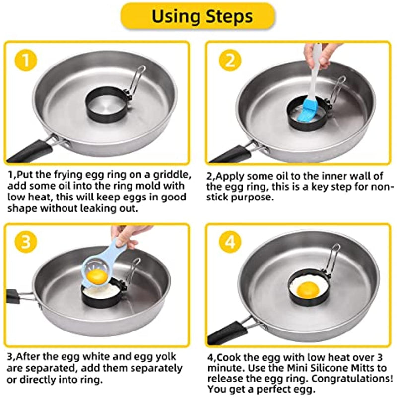 4pcs Non Stick Stainless Steel Egg Ring for Perfectly Cooked Eggs