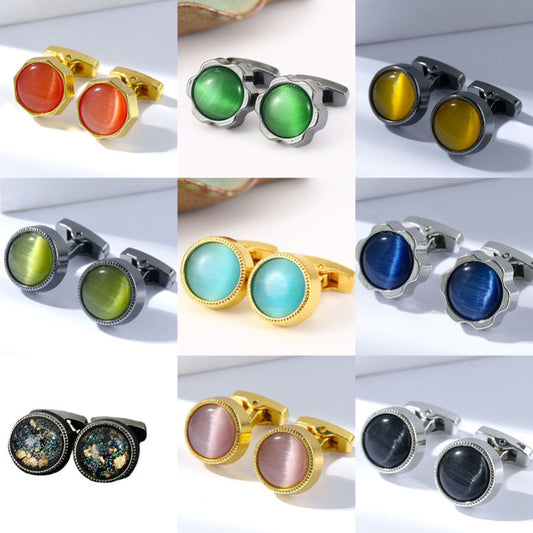 Classic French Shirt Cat Eye Cufflinks