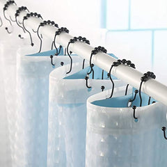 12pcs Stainless Steel Shower Curtain Rings Anti Drop Double Hooks