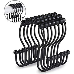 12pcs Stainless Steel Shower Curtain Rings Anti Drop Double Hooks