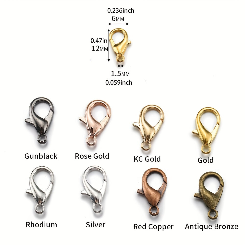 30pcs 12 6mm Alloy Lobster Clasps DIY Hooks Chain Closure Accessories
