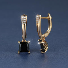 Emerald Earrings 18K Plated Ornament For Women Daily Decor Jewelry