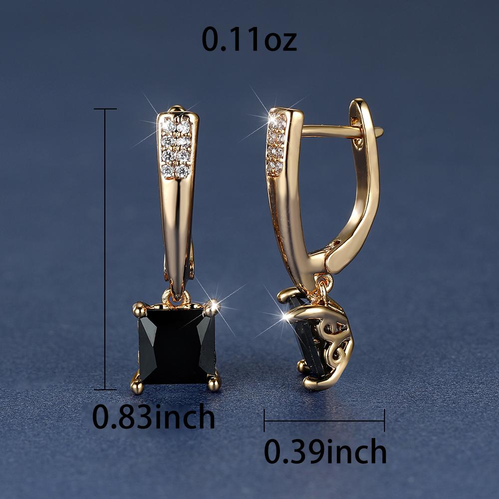 Emerald Earrings 18K Plated Ornament For Women Daily Decor Jewelry