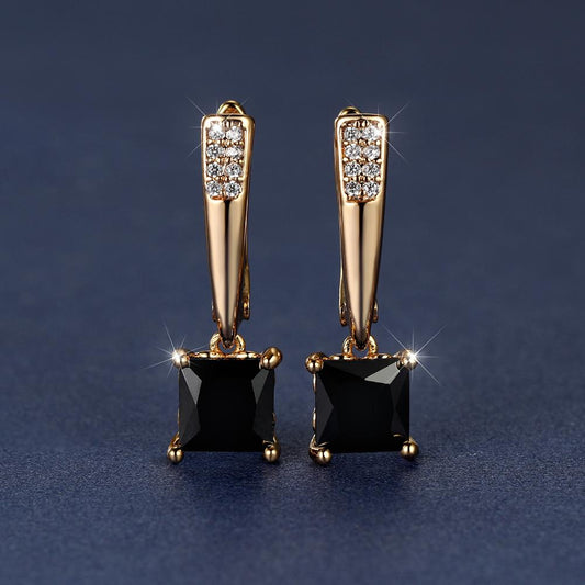 Emerald Earrings 18K Plated Ornament For Women Daily Decor Jewelry
