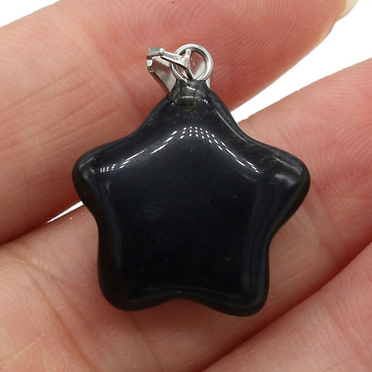 Quartz Stone Pendant Necklace with Five-point Star Shape