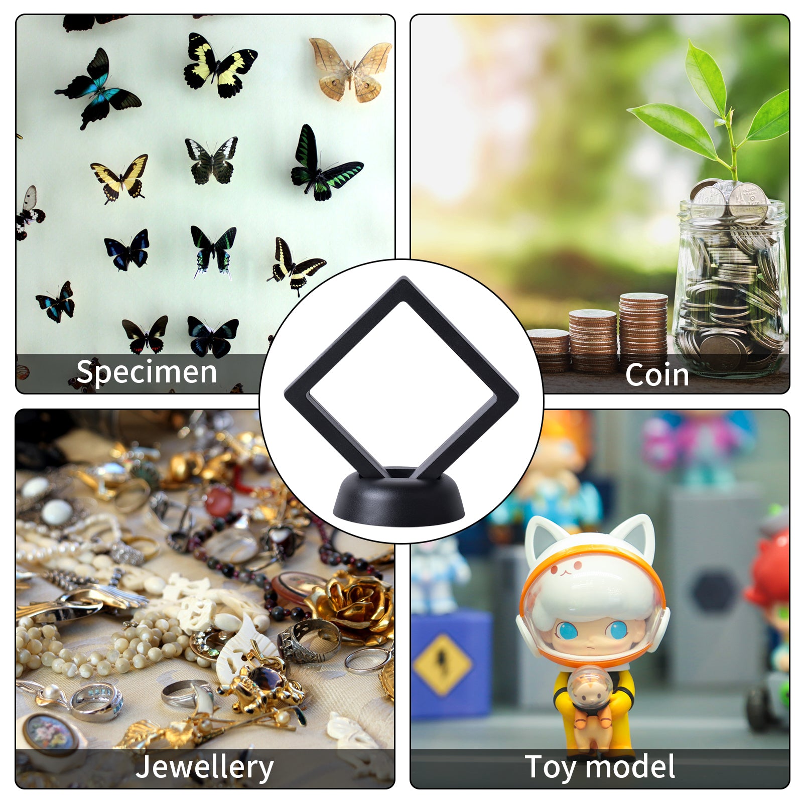 10PCS Coin Display Cases 3D Floating Thin Film Jewelry Storage Boxes