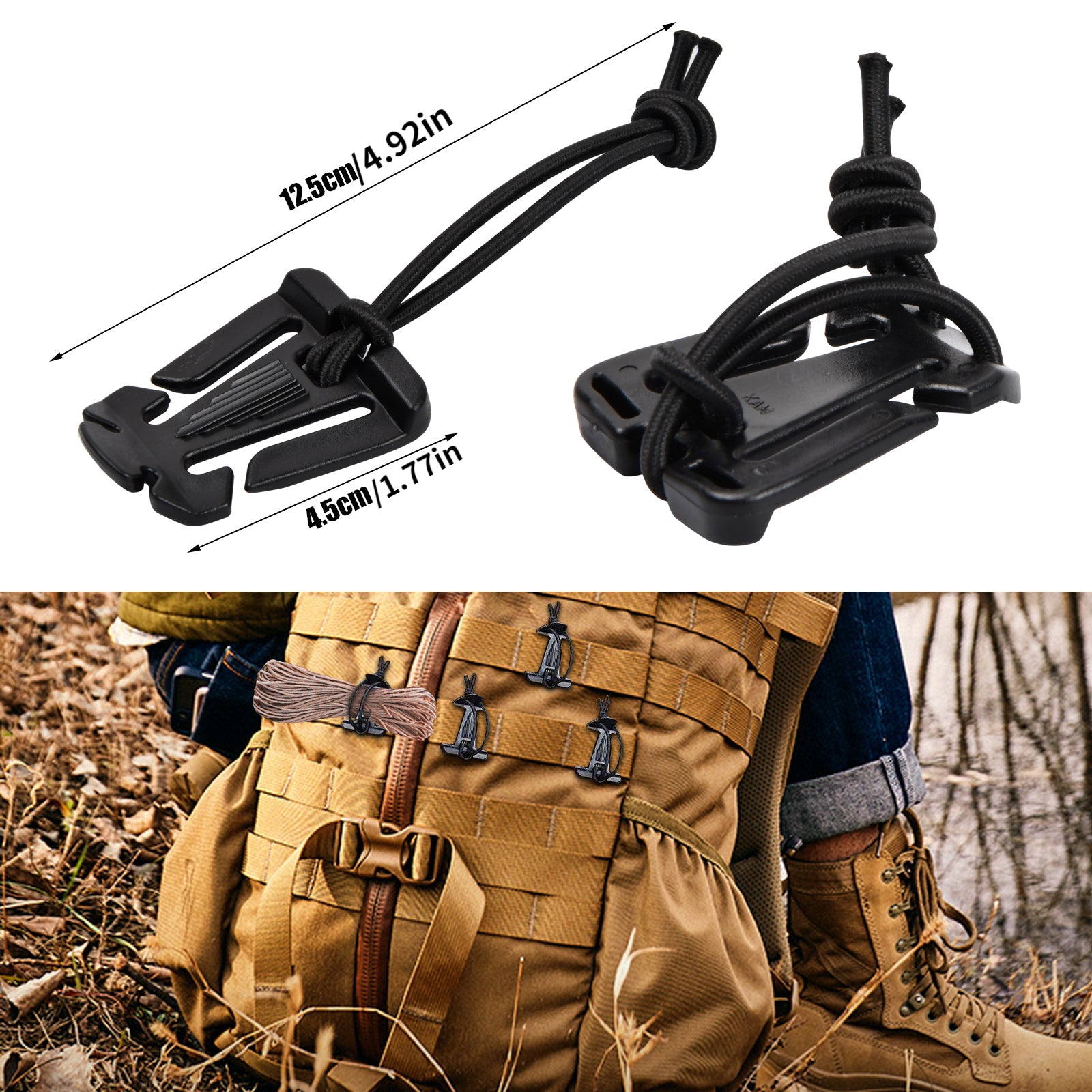 19pcs Molle Strap Attachments Set D Ring Carabiner Hooks Nylon Buckle