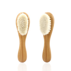Wooden Handle Hair Brush Soft Wool Bristles Head Massager Comb
