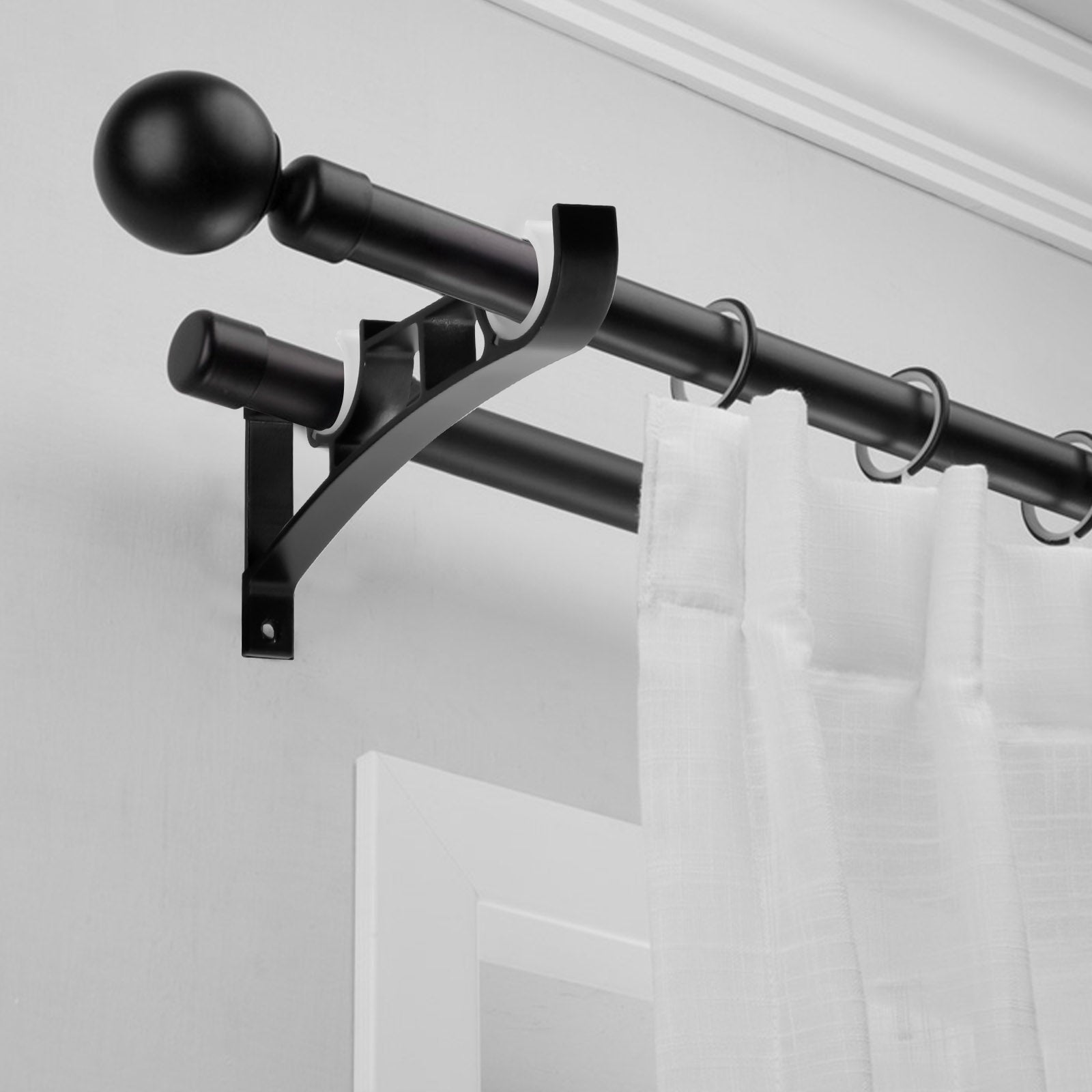 Heavy Duty Double Curtain Rod Brackets Supports up to 50kg