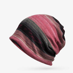 Striped Turban Hat Winter Scarf Mask Beanie Cap