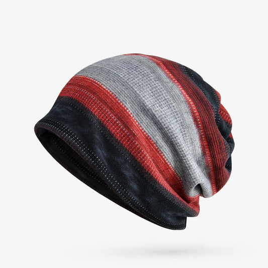 Striped Turban Hat Winter Scarf Mask Beanie Cap