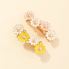 2pcs Daisy Hair Clip Crystal Flower French Hair Barrettes