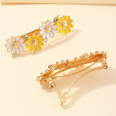 2pcs Daisy Hair Clip Crystal Flower French Hair Barrettes