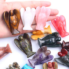 3 Natural Healing Crystal Angel Hand Carved Figurine Skull Gift