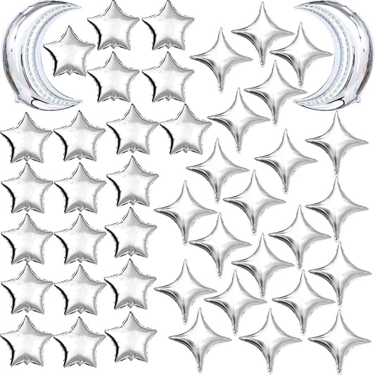 42Pcs Moon & Star Foil Balloons for Graduation Baby Shower Wedding
