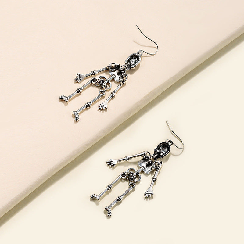 Retro Skeleton Drop Earrings Halloween Skull Body Earrings Gift