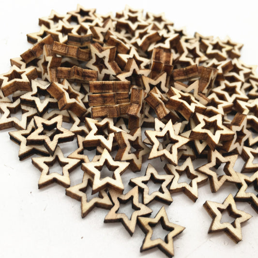 100pcs Star Unfinished Wood Pieces DIY Crafts Gift Tags & Decor