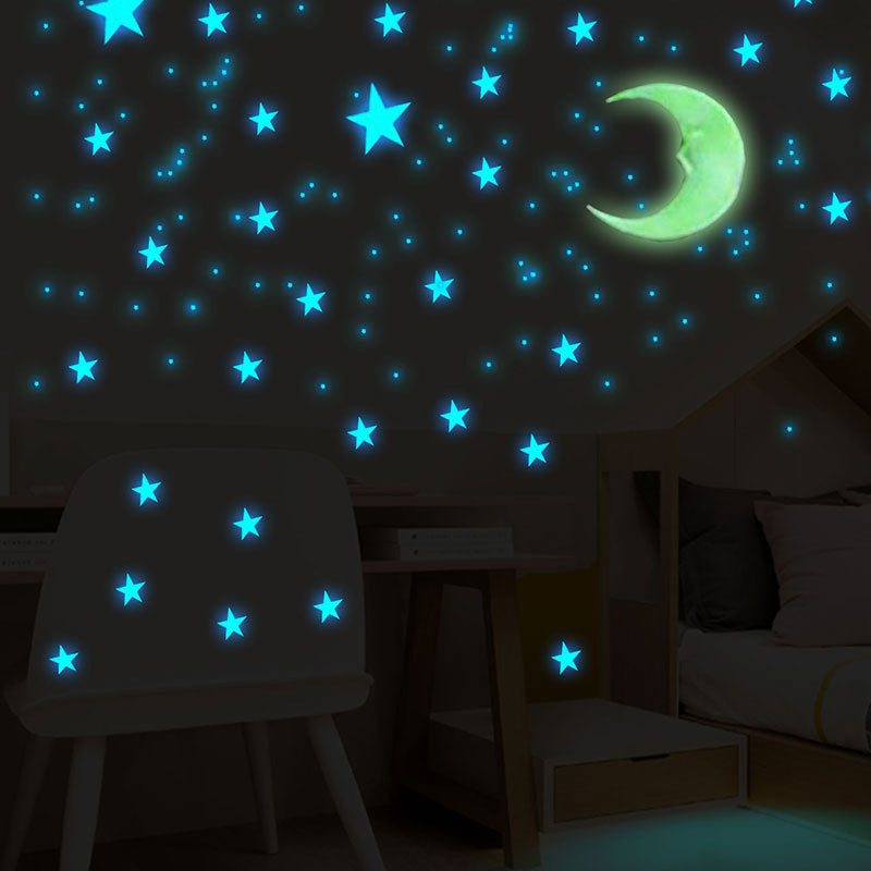 111pcs Star And Moon 3D Wall Sticker Glow In The Dark Stickers