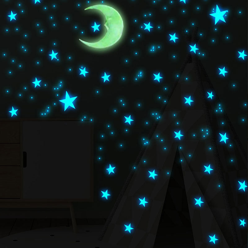 111pcs Star And Moon 3D Wall Sticker Glow In The Dark Stickers