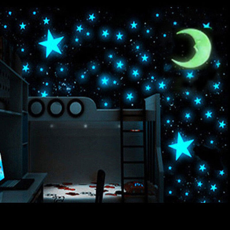 111pcs Star And Moon 3D Wall Sticker Glow In The Dark Stickers