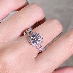 Round Cubic Zirconia Wedding Ring Bridal Engagement Promise Jewelry