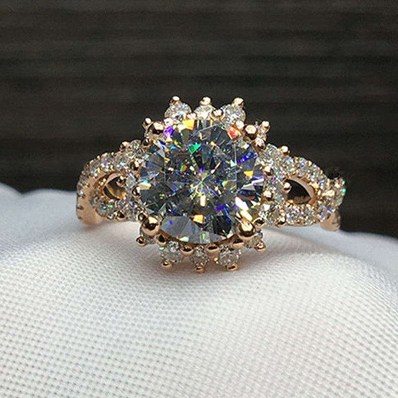 Round Cubic Zirconia Wedding Ring Bridal Engagement Promise Jewelry