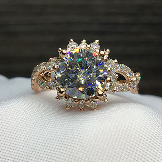 Round Cubic Zirconia Wedding Ring Bridal Engagement Promise Jewelry