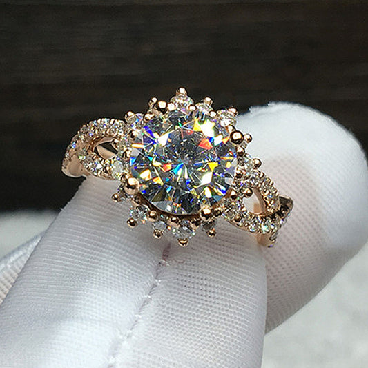 Round Cubic Zirconia Wedding Ring Bridal Engagement Promise Jewelry