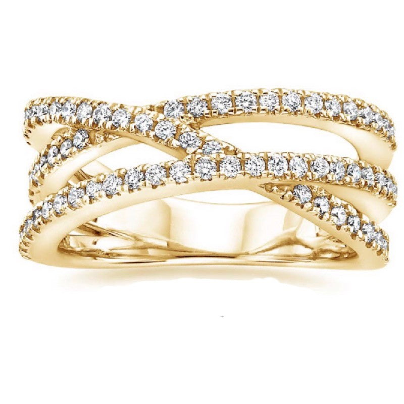 925 Silver Plated Women's Ring Cubic Zirconia Cross Wedding Ring