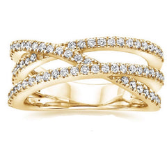 925 Silver Plated Women's Ring Cubic Zirconia Cross Wedding Ring