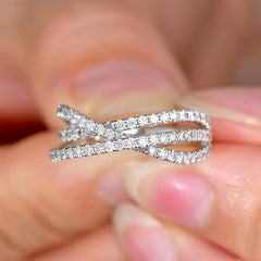 925 Silver Plated Women's Ring Cubic Zirconia Cross Wedding Ring