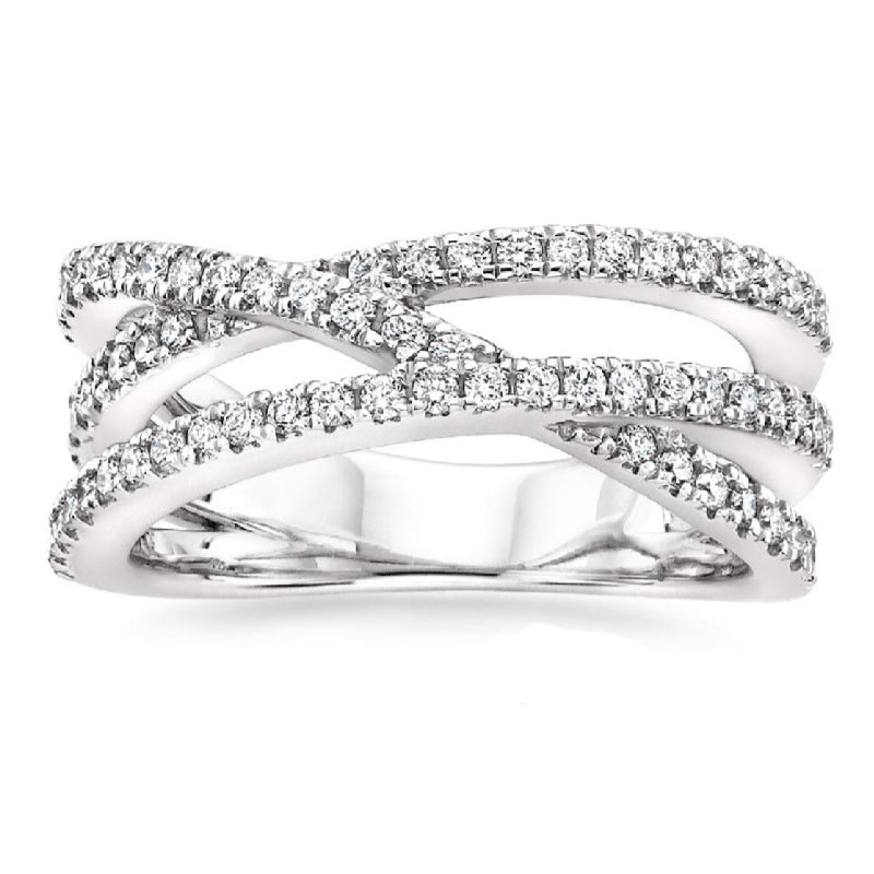 925 Silver Plated Women's Ring Cubic Zirconia Cross Wedding Ring