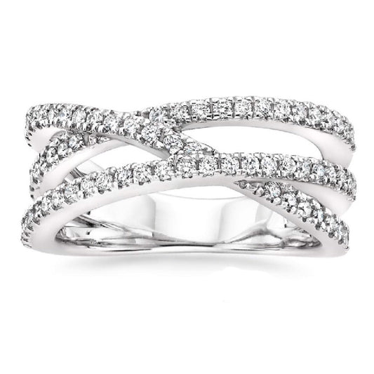925 Silver Plated Women's Ring Cubic Zirconia Cross Wedding Ring