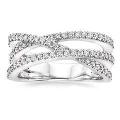 925 Silver Plated Women's Ring Cubic Zirconia Cross Wedding Ring