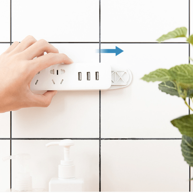 Self Adhesive Wall Mounted Power Outlet Holder No Punching Required